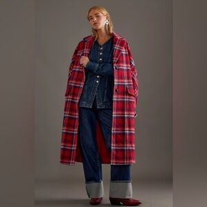 By Anthropologie Wool-Blend Check Coat